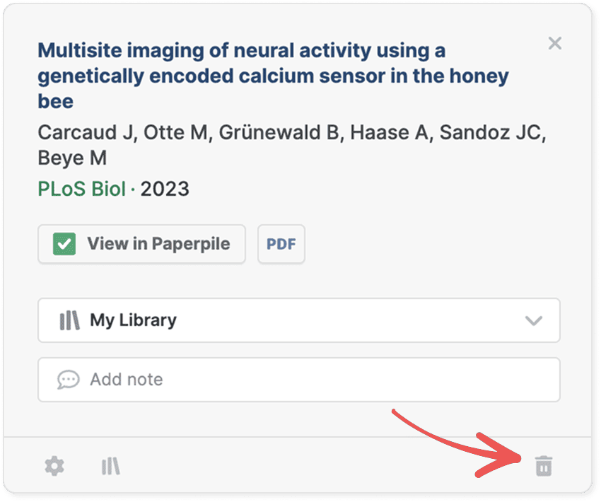 Trash references with the extension popup